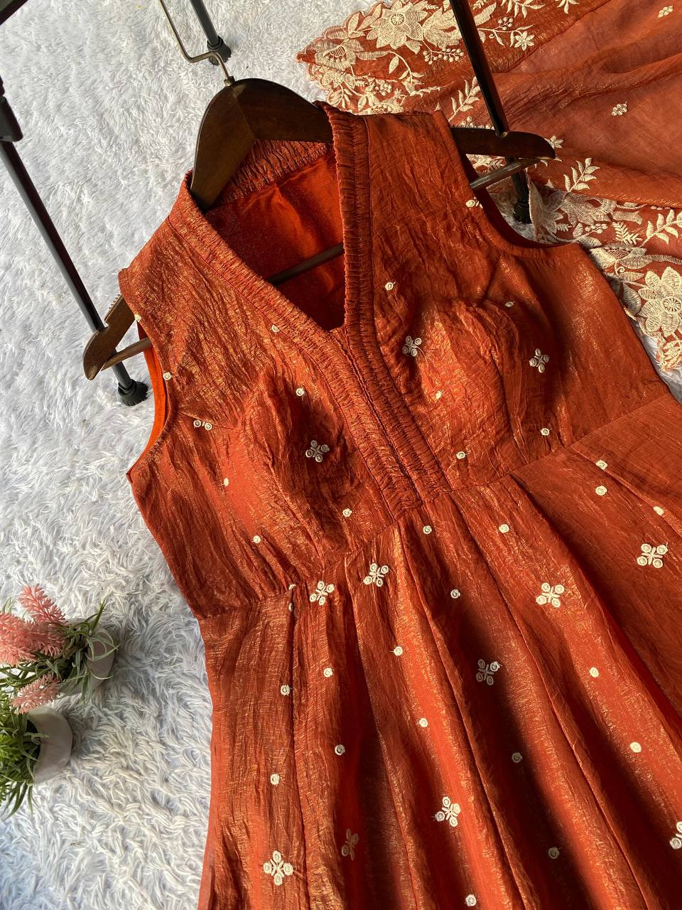 Elegent Crunchy Sharara With Embroidery Work