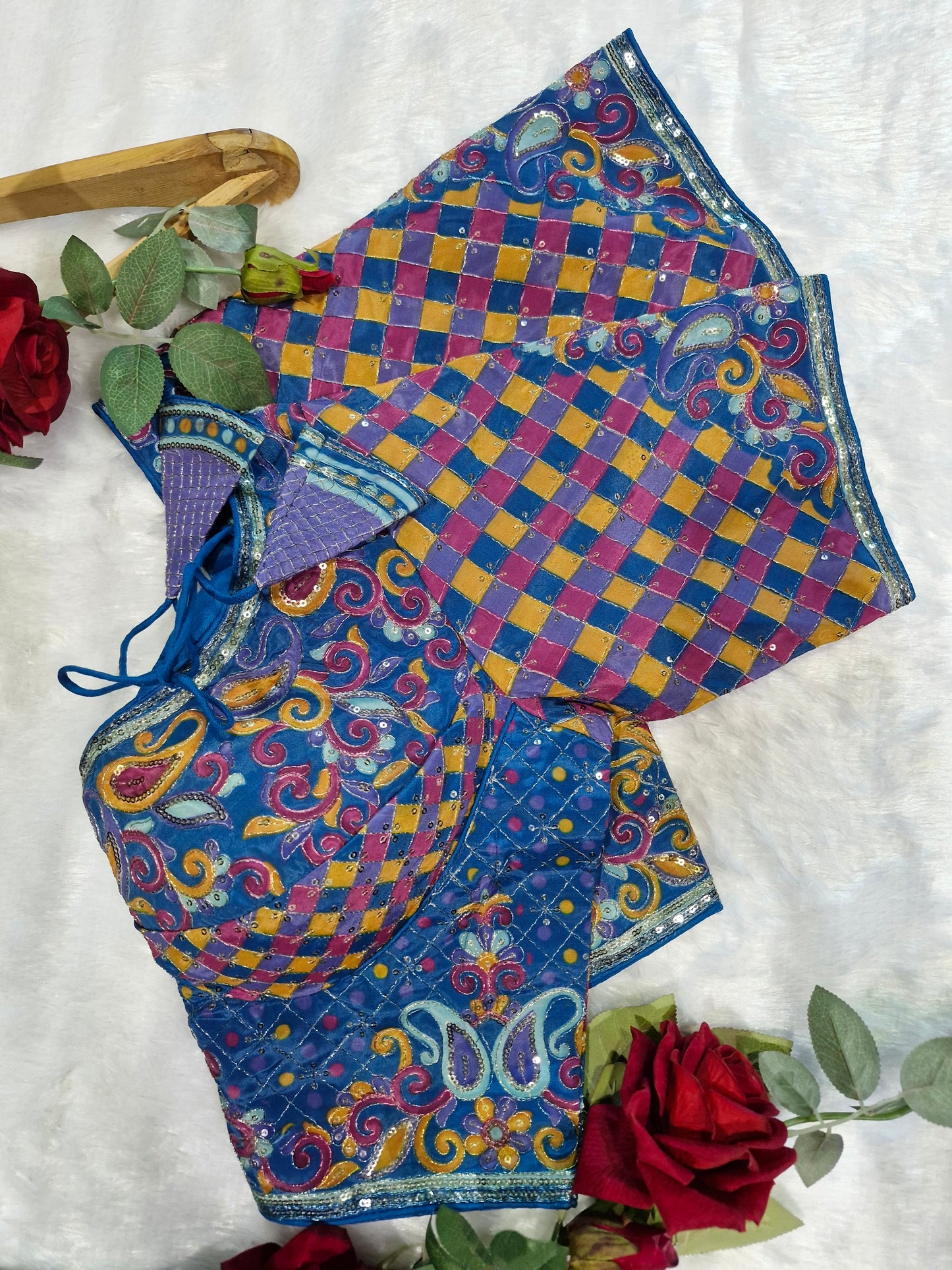 Royal Blue Designer Readymade Blouse