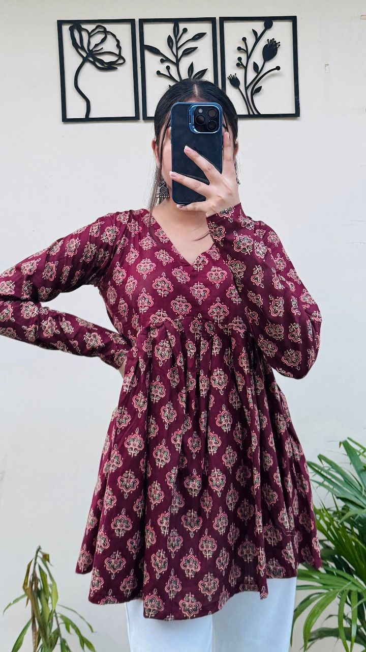 Regular Wear Wine Color Western Top