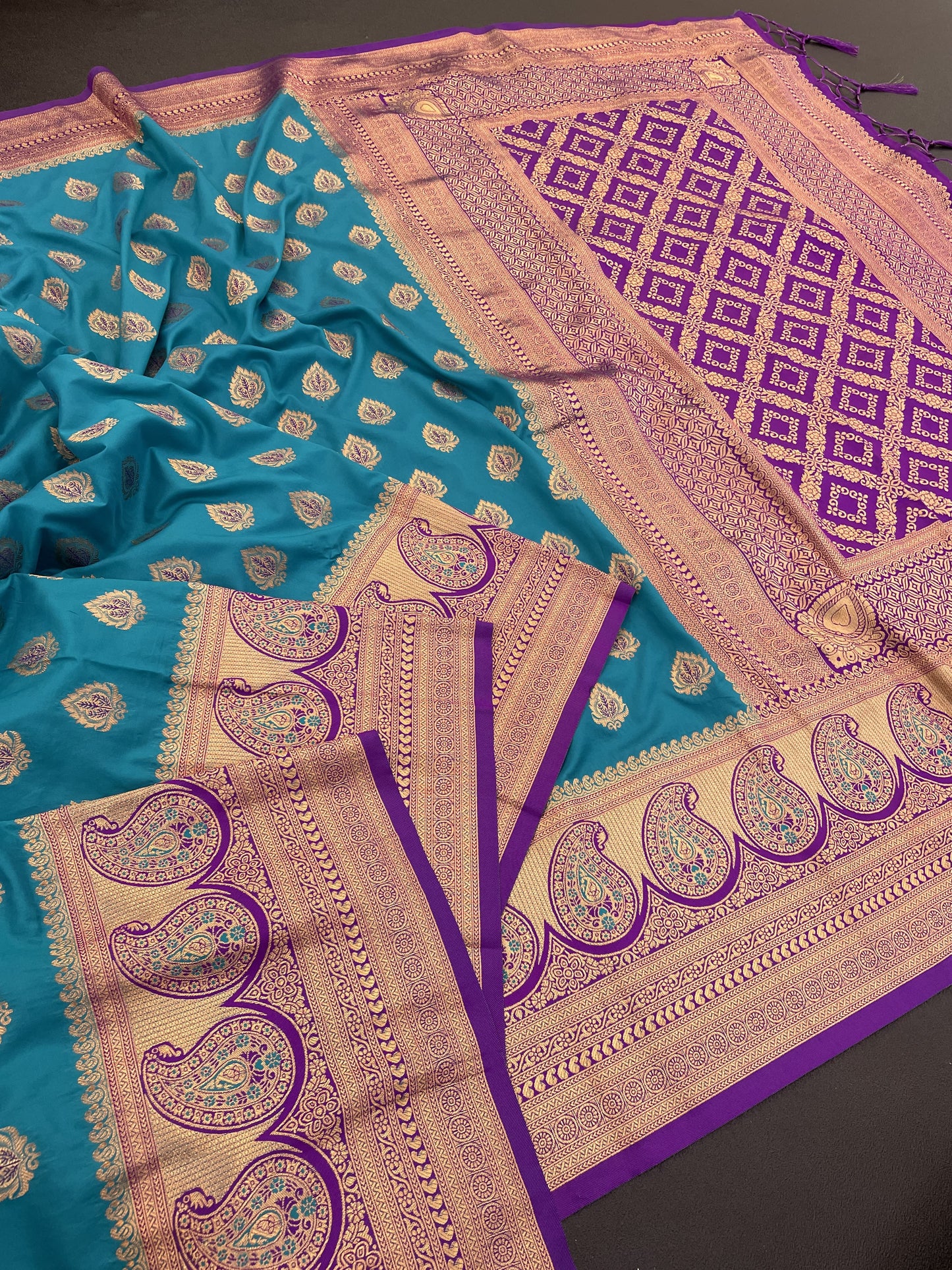 Premium Turquoise Blue Soft Silk Saree