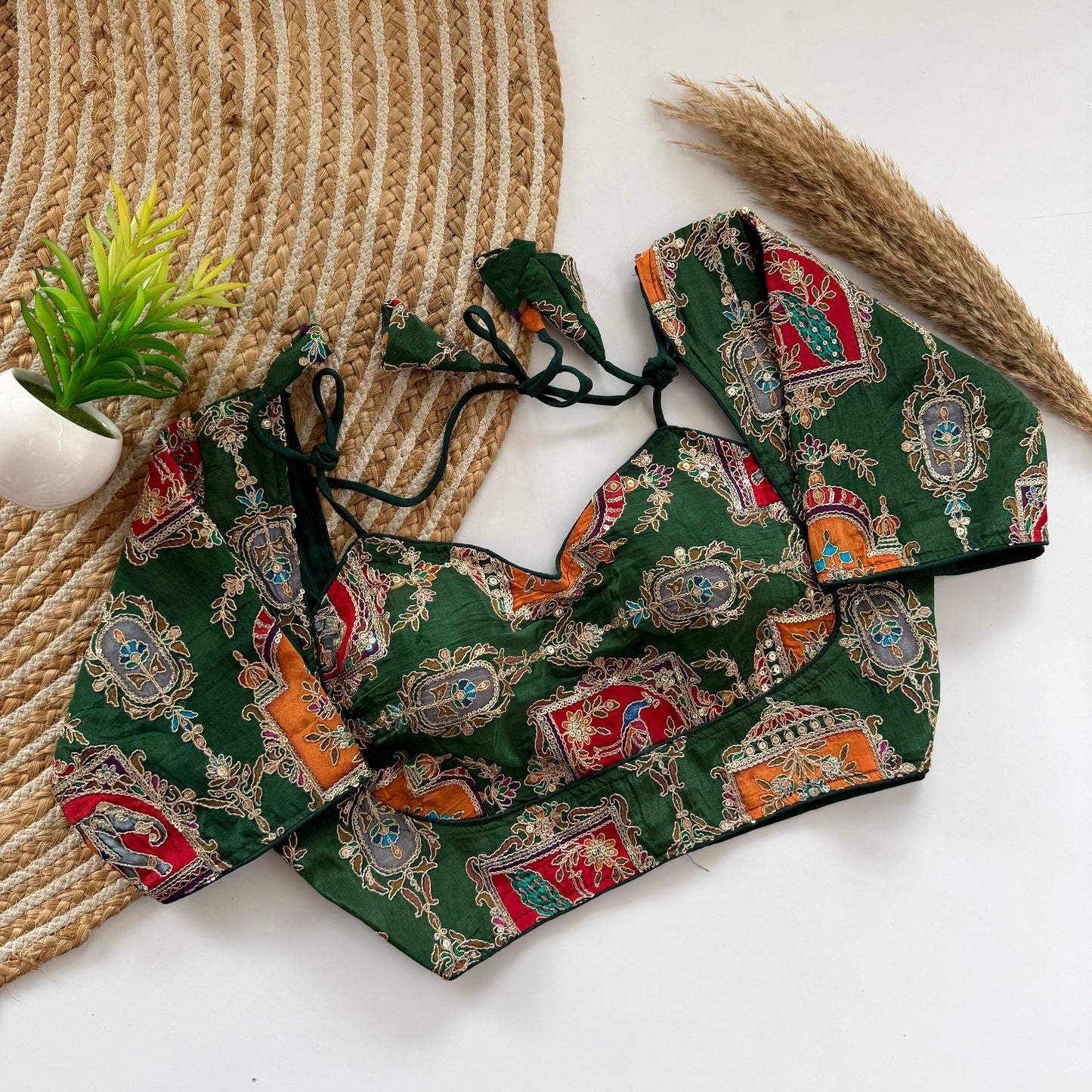 Traditional Green Banarasi Silk Blouse