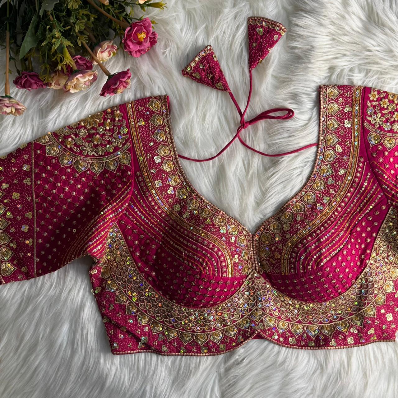 Beautiful Work Partywear Rani Pink Stiching Blouse