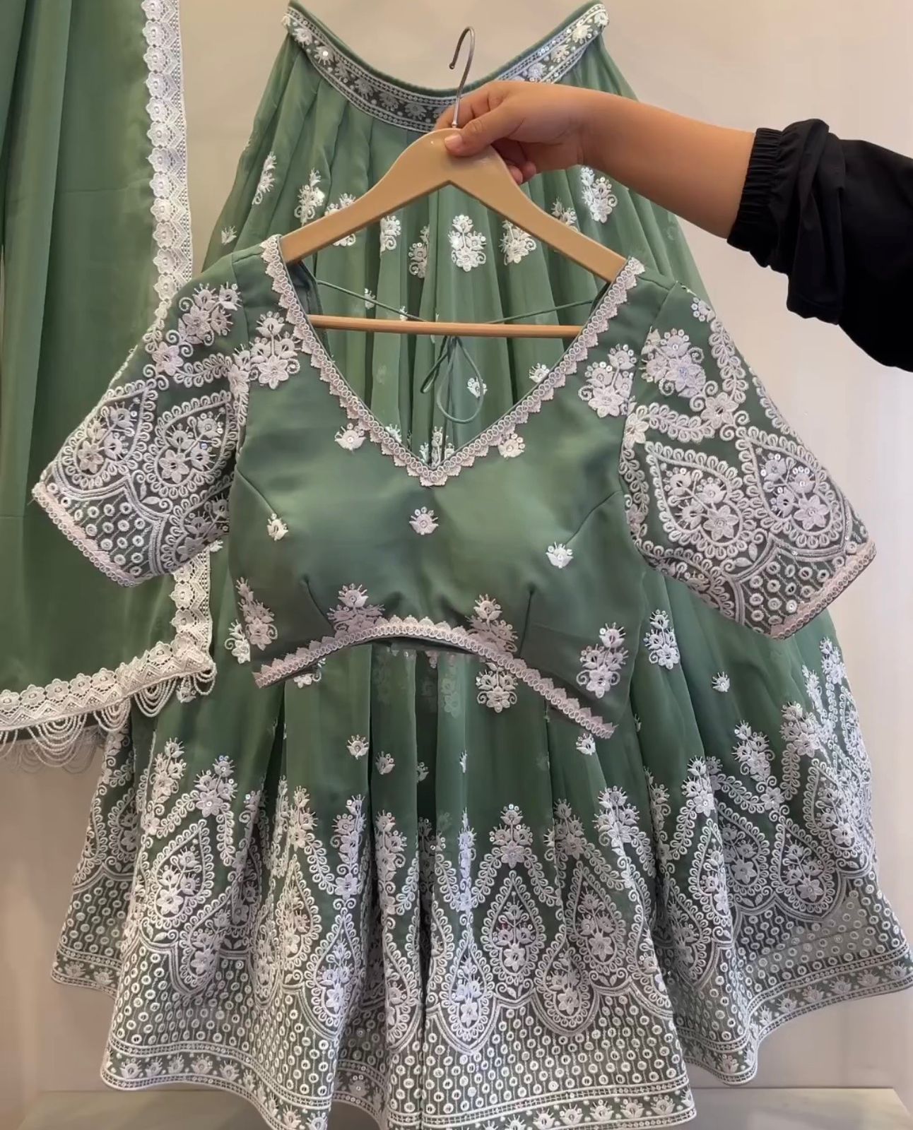 Mehendi Green color Sequence Embroidery work Designer Lehenga Choli