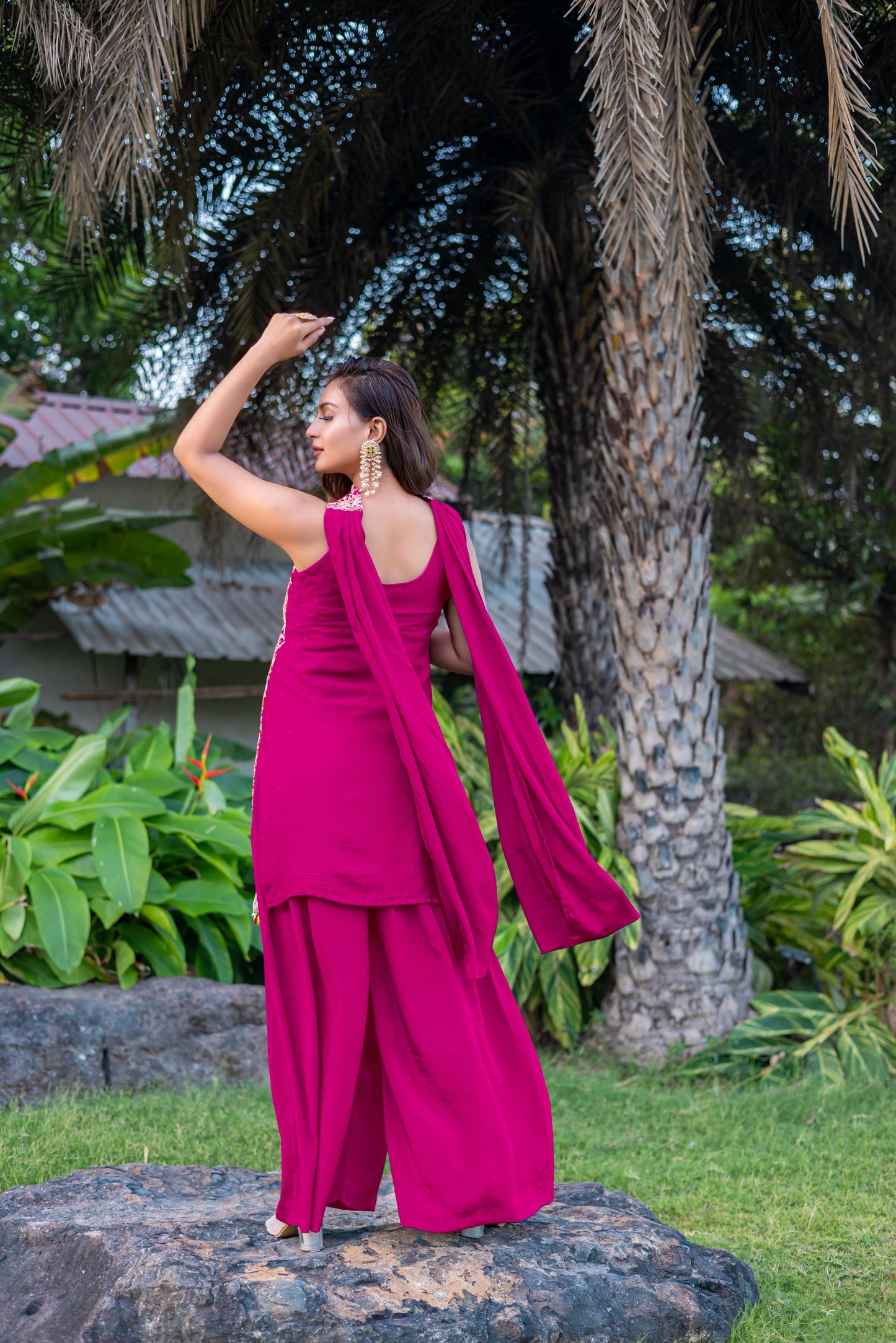 Rani Pink Meenakari Embroidered Festive Suit