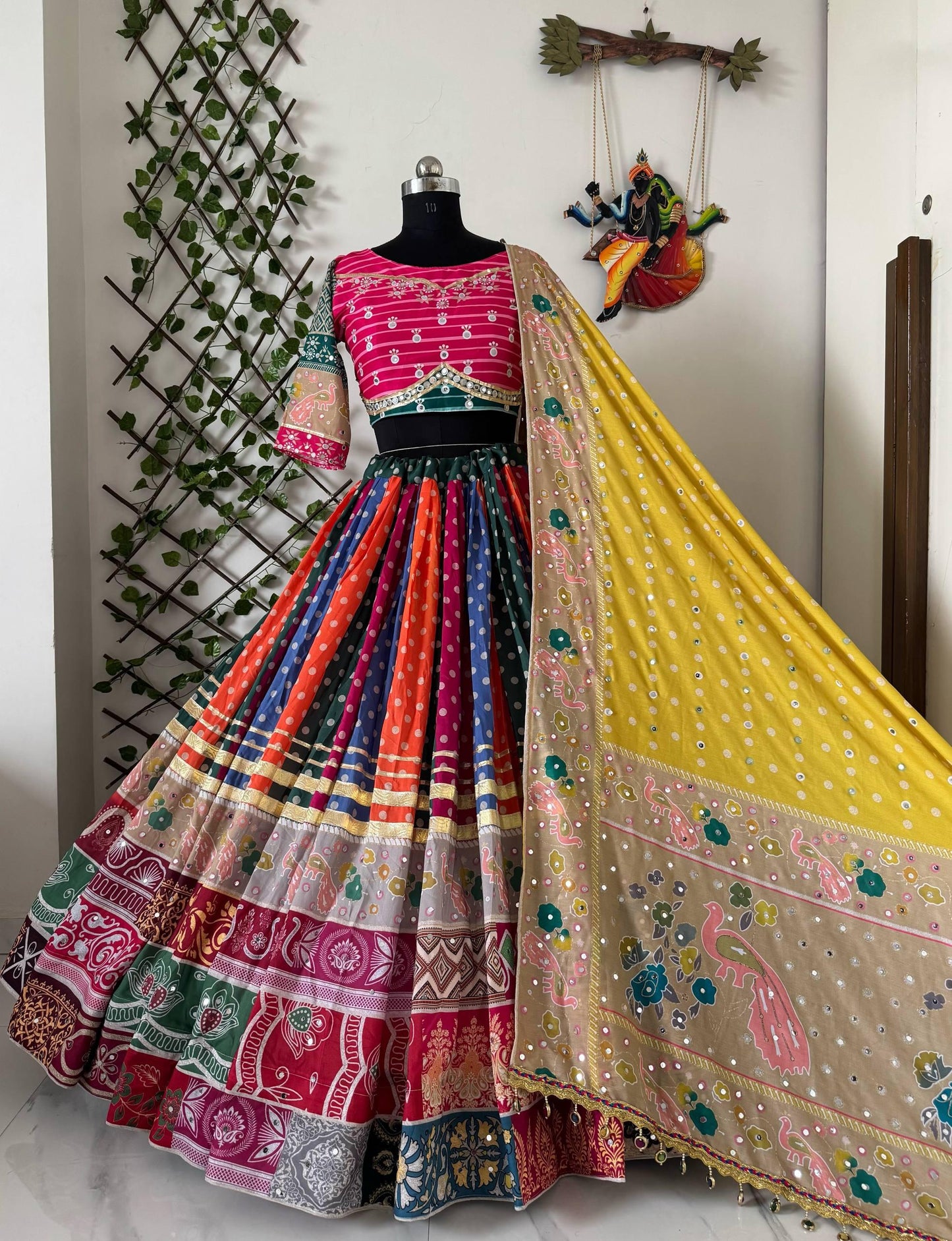 Navratri Special Digital Print Multi Colour Lehenga