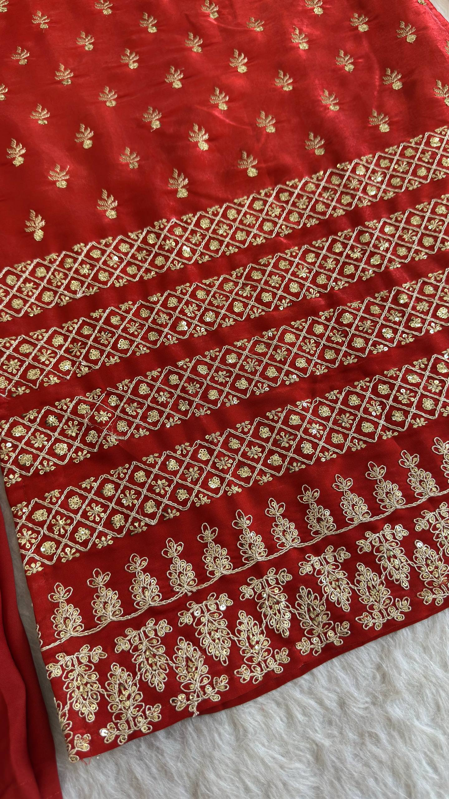 Women’s Red Embroidered Suit Set with Dupatta