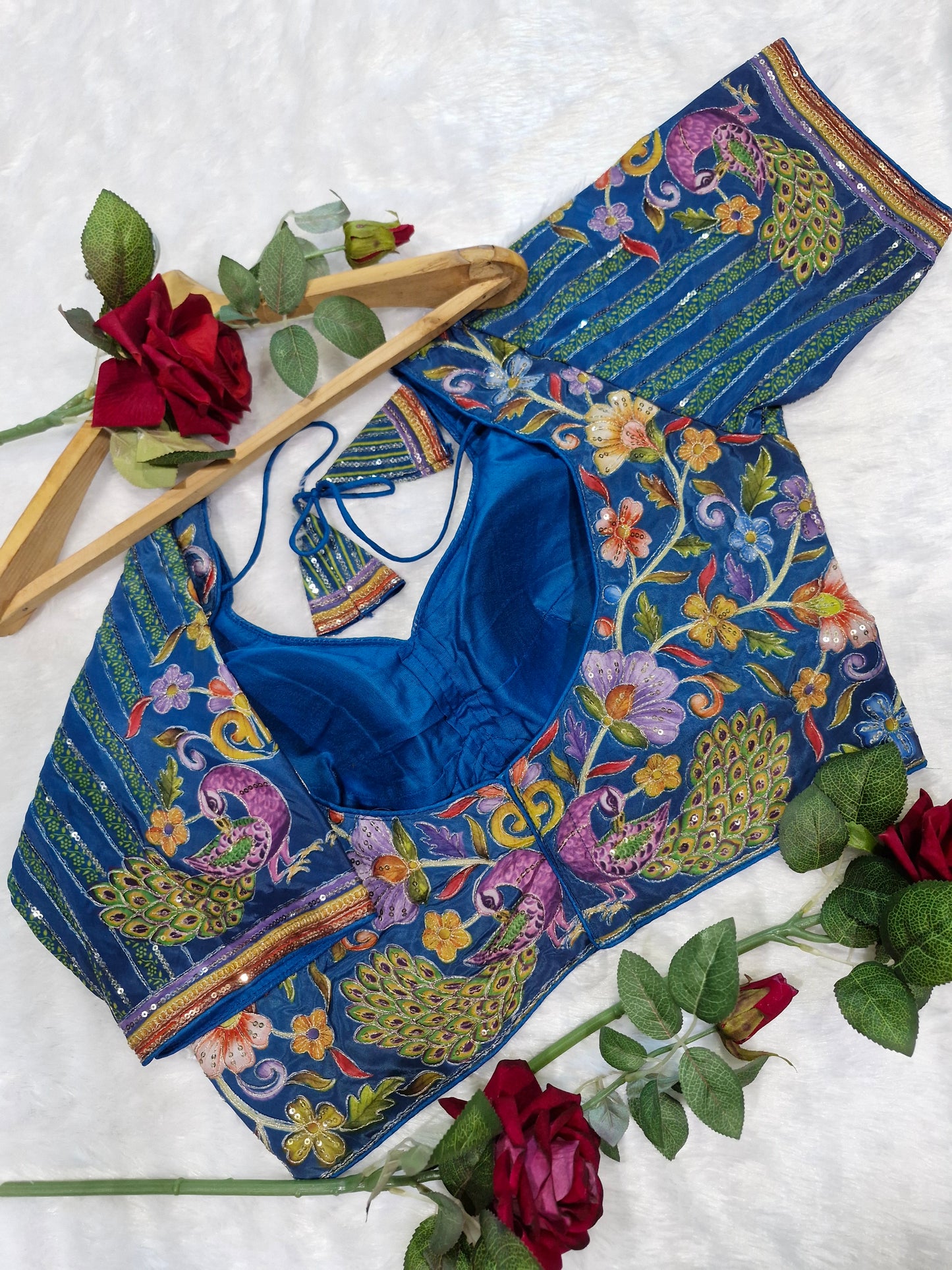Peacock Motif Embroidered Party Wear Designer Blouse
