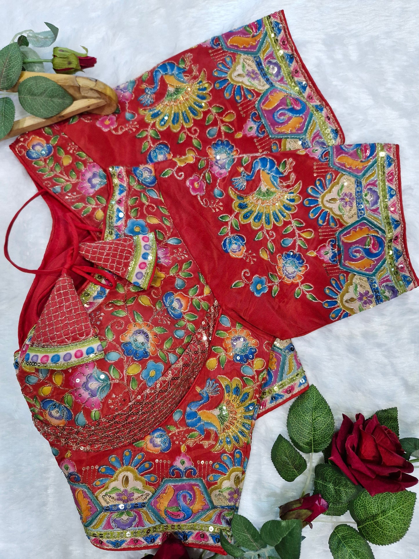 Half Sleeves Position Print Readymade Blouse