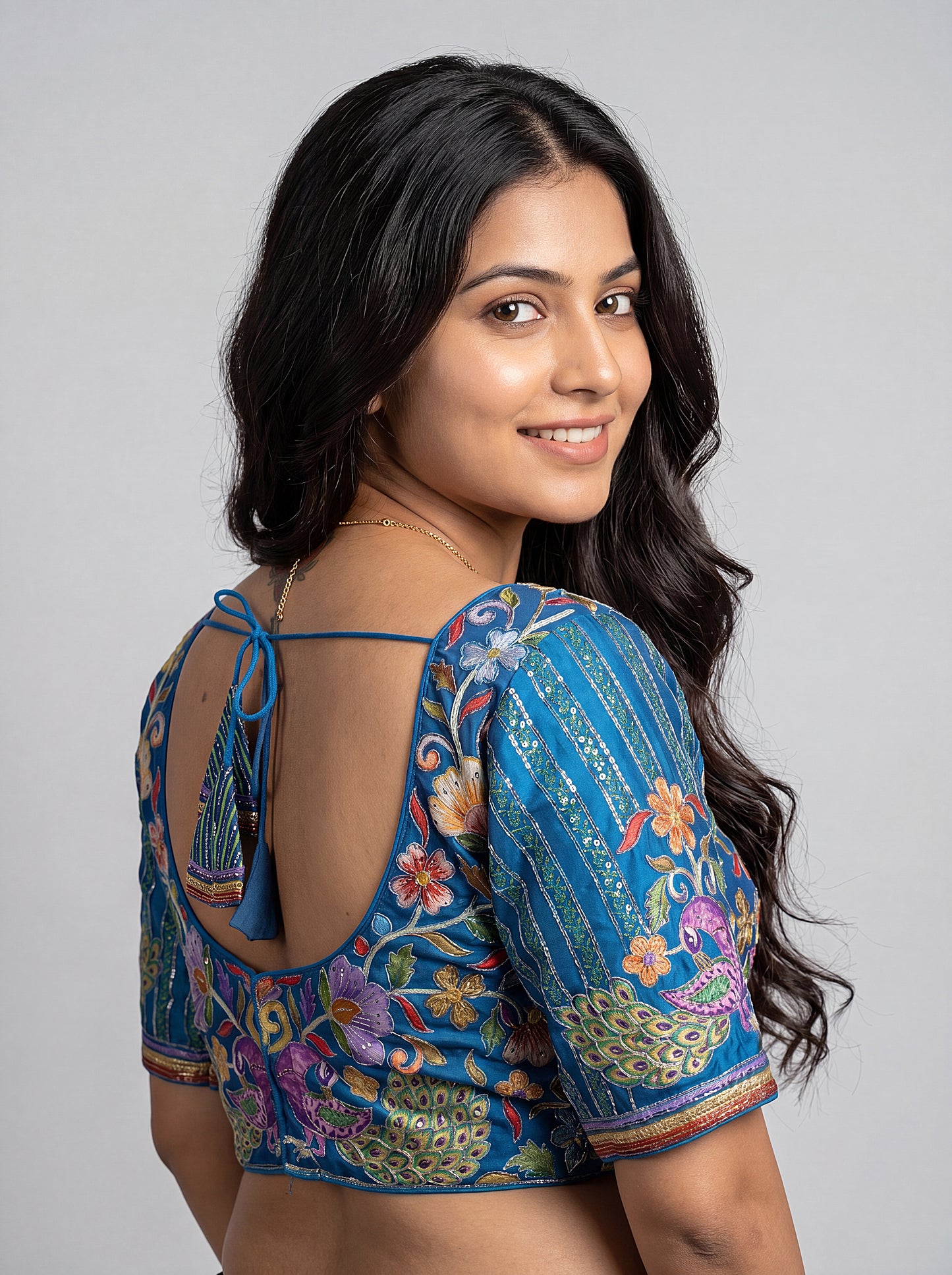 Peacock Motif Embroidered Party Wear Designer Blouse