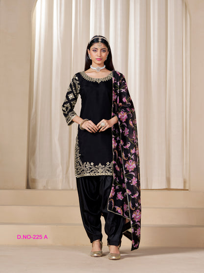 Elegant Black Panjabi Suits with Heavy Border Work