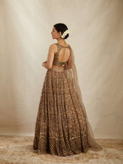 Designer Brown Sequin Work Lehenga Set