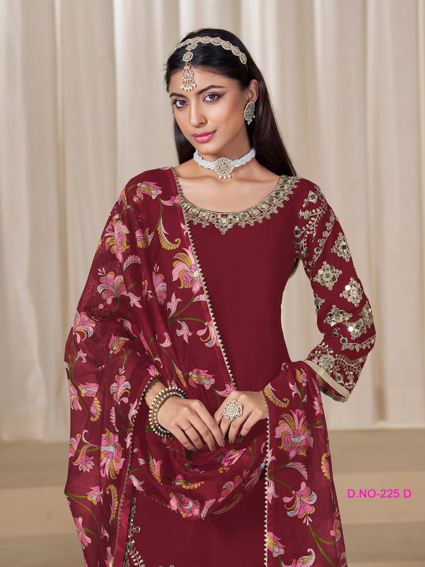 Premium Designer Maroon Embroidered Patiala Suit