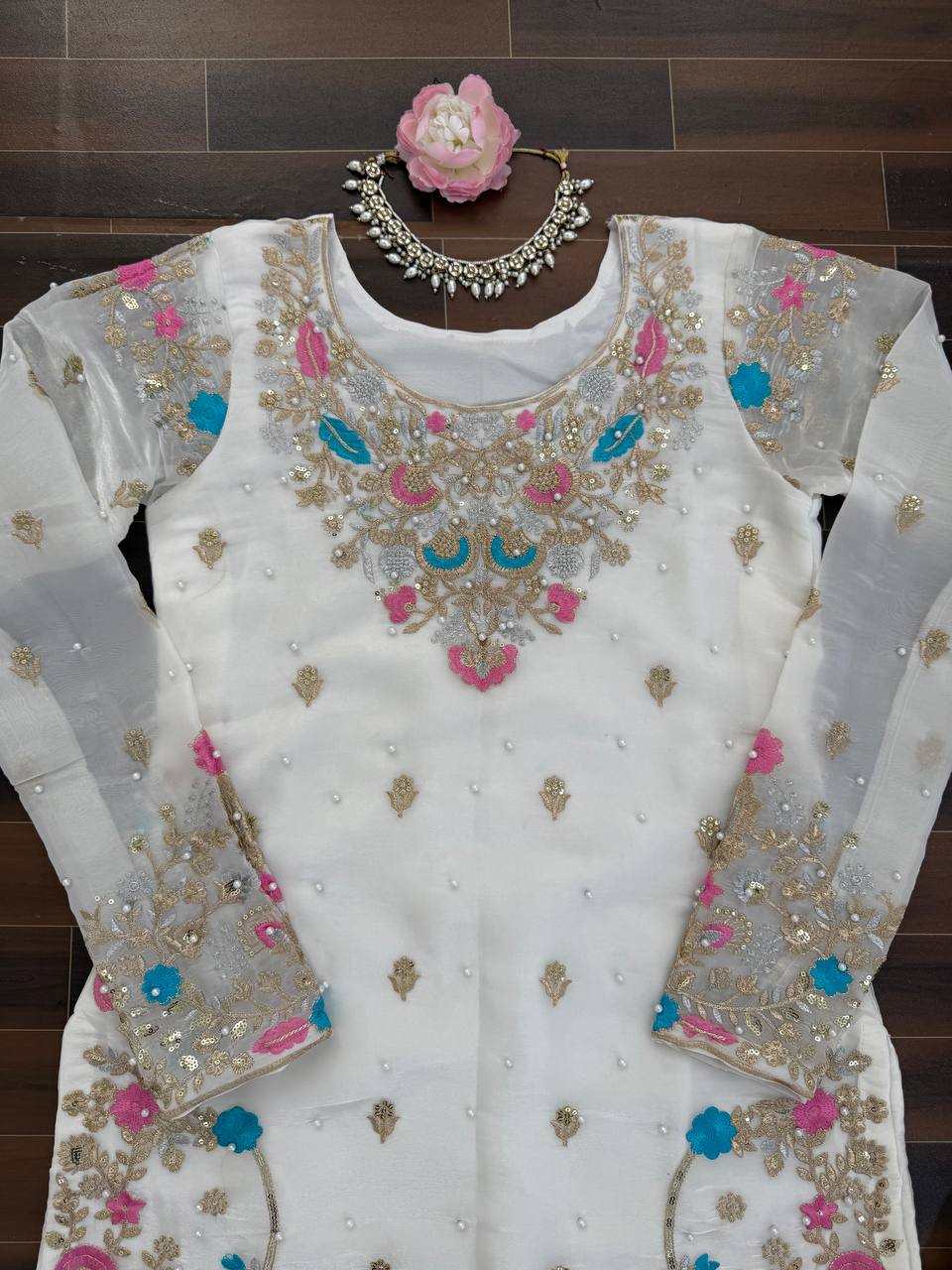 Jmc Silk Sharara Set With Thread With Sequence Work