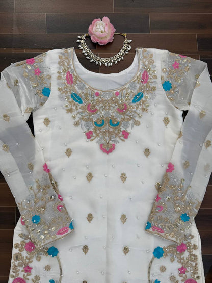 Jmc Silk Sharara Set With Thread With Sequence Work