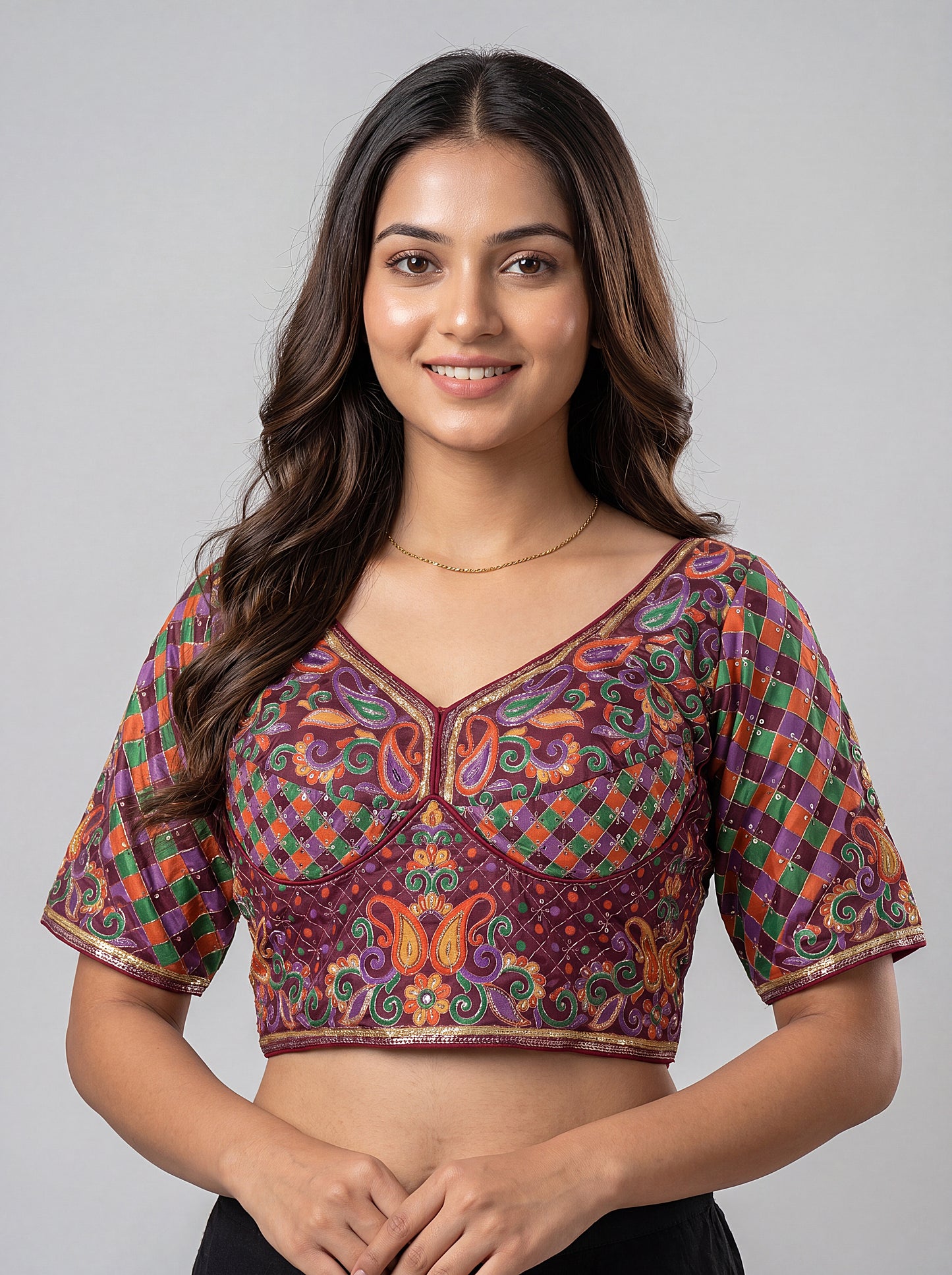 Designer Multicolour Embroidered Readymade Blouse