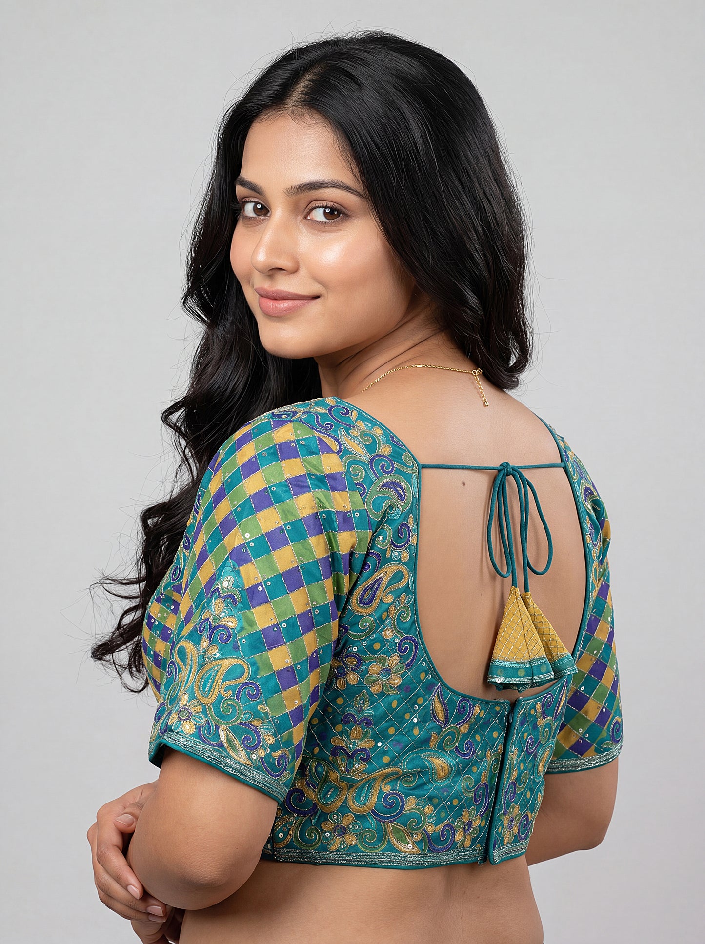 Teal Green Party Wear Viscose Blouse