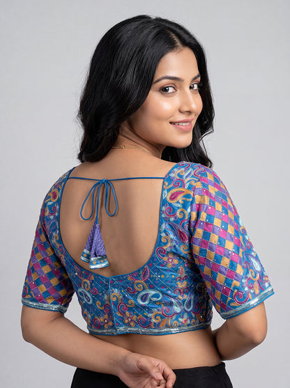 Royal Blue Designer Readymade Blouse