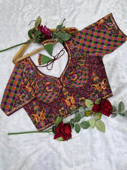 Designer Multicolour Embroidered Readymade Blouse