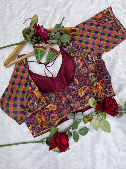 Designer Multicolour Embroidered Readymade Blouse