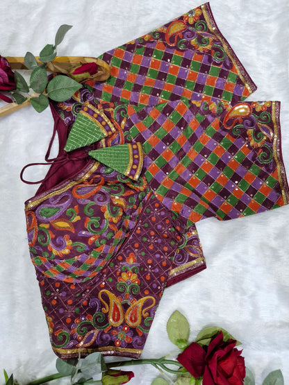 Designer Multicolour Embroidered Readymade Blouse