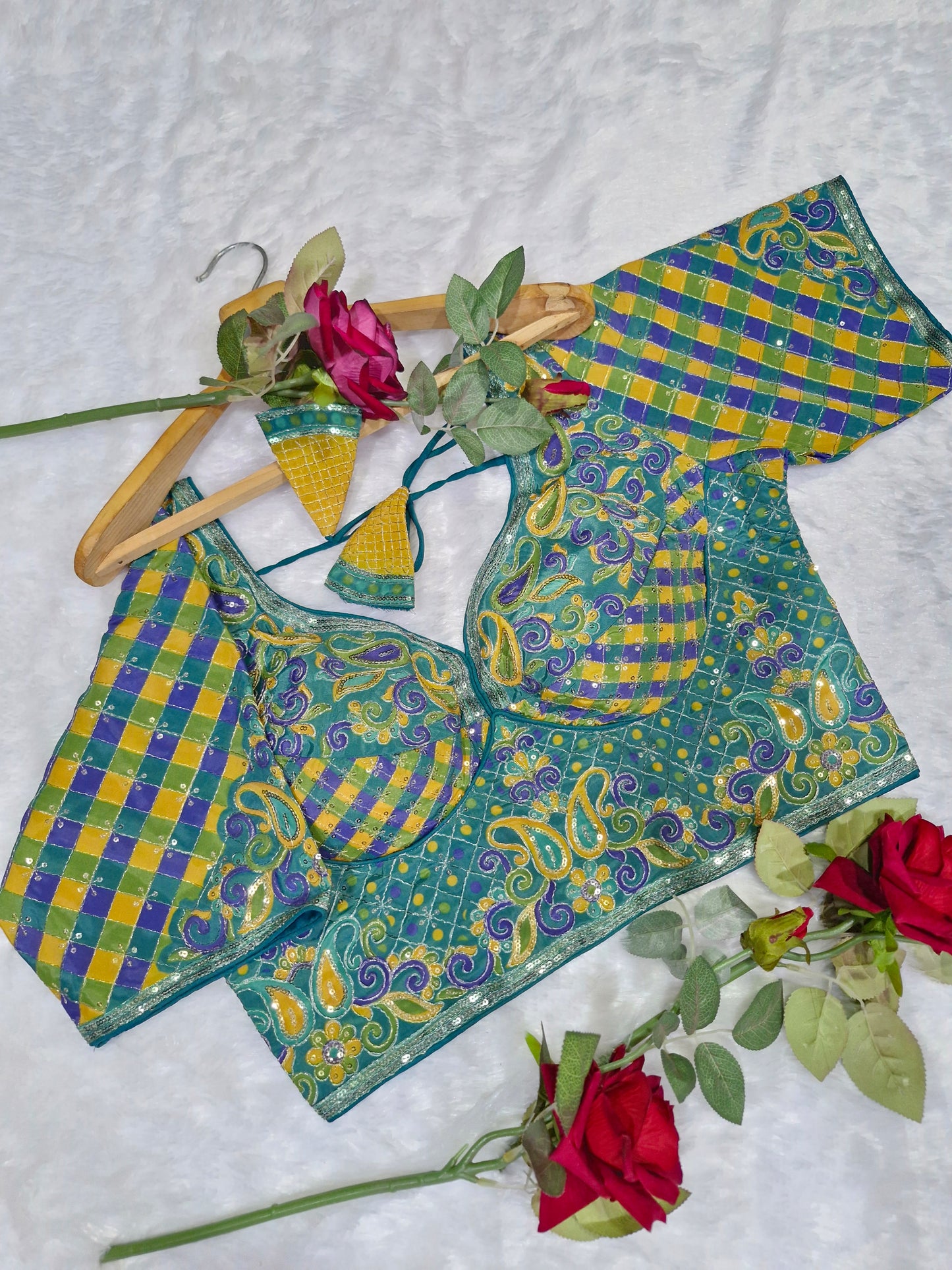 Teal Green Party Wear Viscose Blouse