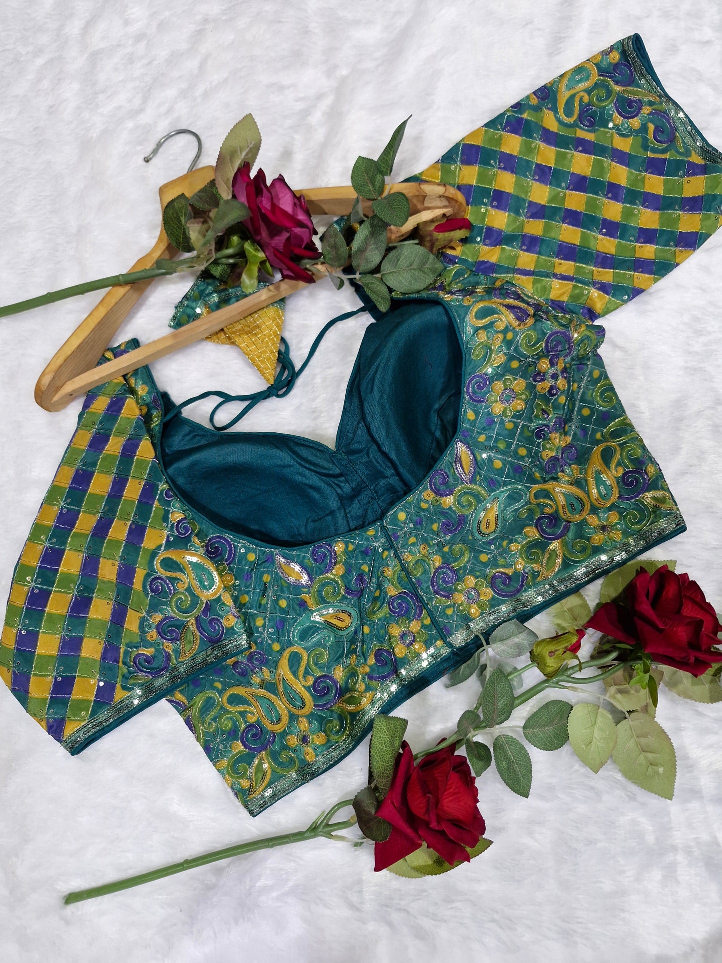 Teal Green Party Wear Viscose Blouse