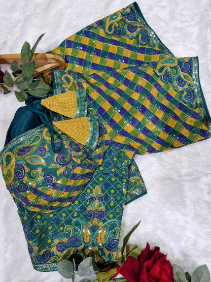 Teal Green Party Wear Viscose Blouse