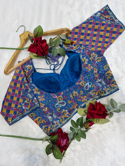 Royal Blue Designer Readymade Blouse