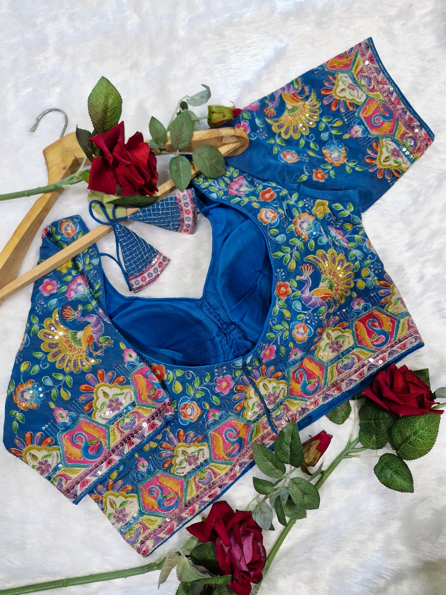 Heavy Multicolor Embroidery Position Print Blouse