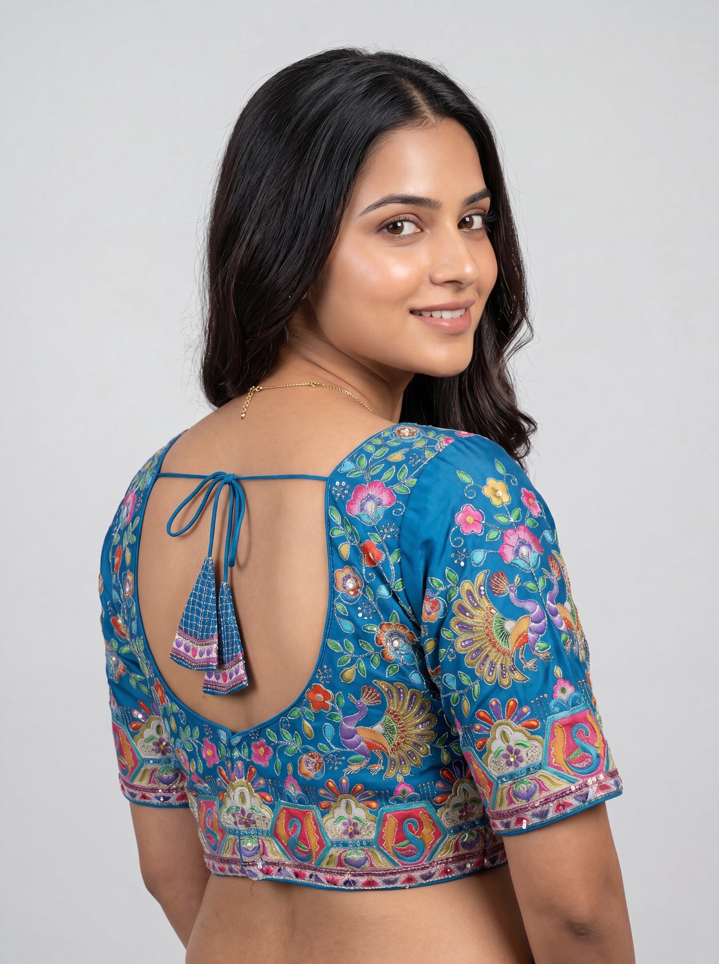 Heavy Multicolor Embroidery Position Print Blouse