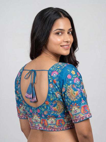 Heavy Multicolor Embroidery Position Print Blouse