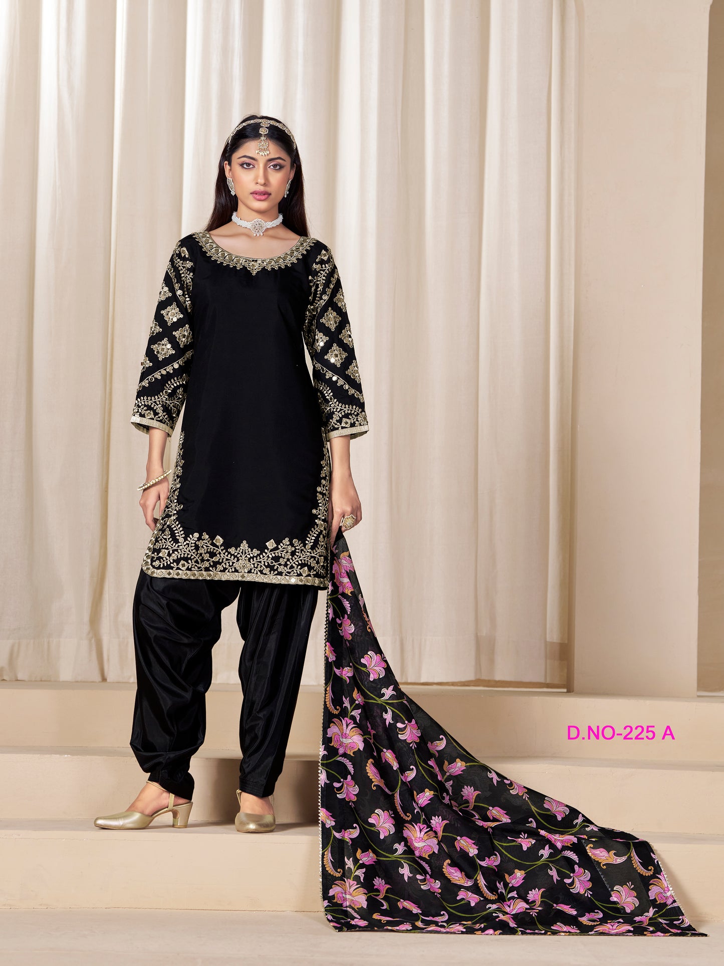 Elegant Black Panjabi Suits with Heavy Border Work