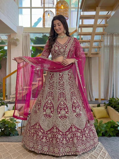 Elegant Pink Embroidered Lehenga Choli for Women