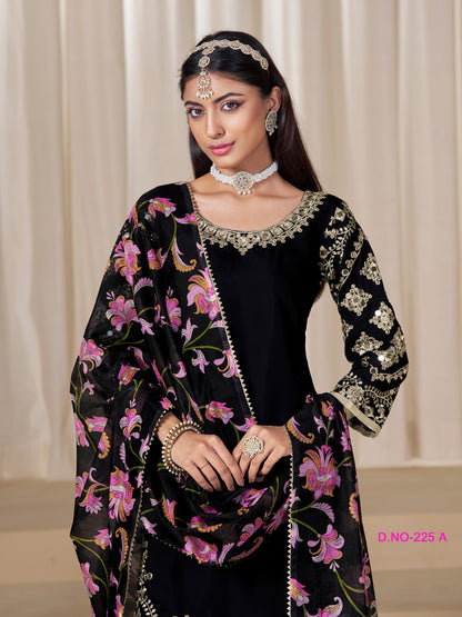 Elegant Black Panjabi Suits with Heavy Border Work
