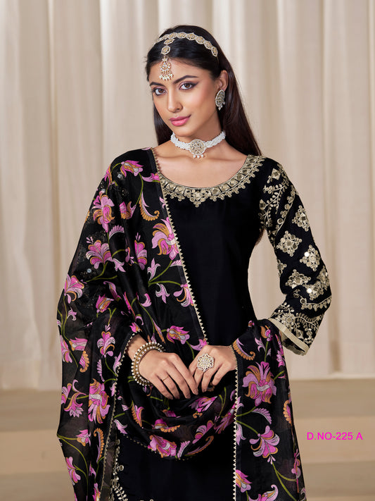 Elegant Black Panjabi Suits with Heavy Border Work