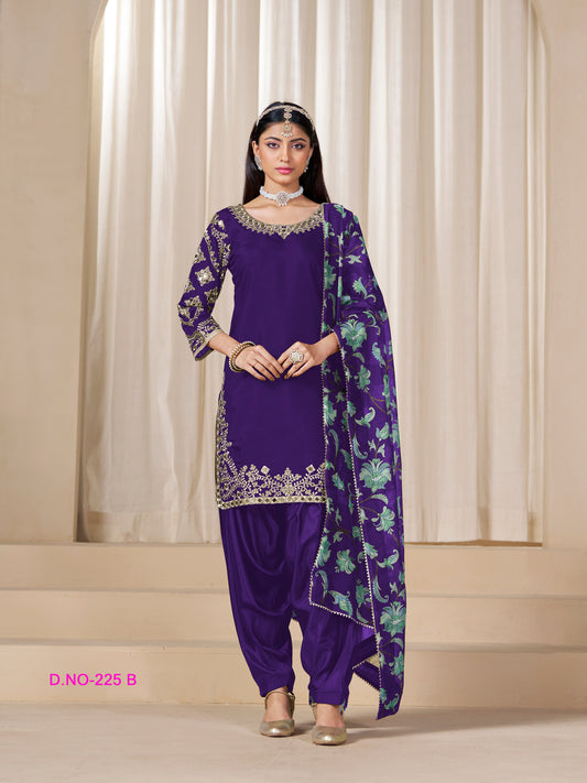 Royal Purple Embroidered Patiala Suit for Elegant Occasions