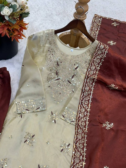 Festive Wear Silk Palazzo Suit for Wedding And Party