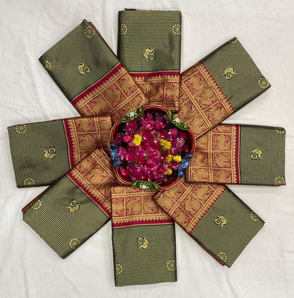 Elegant Green Lichi Silk Saree