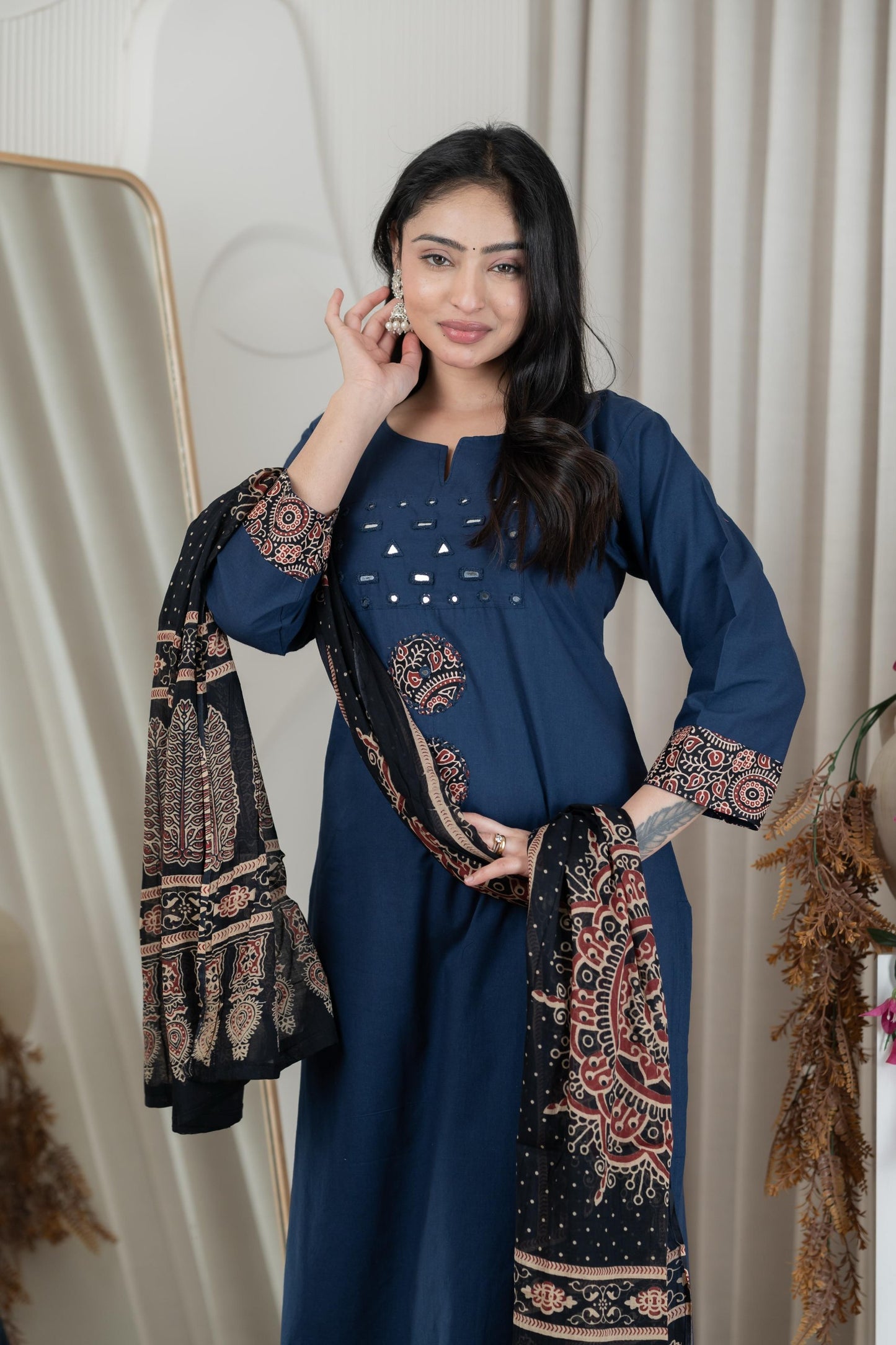 Caual Rama Blue Kurti Set