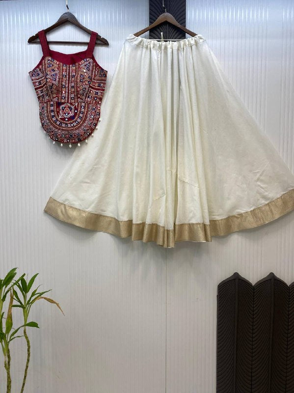 Fully Traditional Gamthi Style Cotton Lehenga With Readymade Blouse
