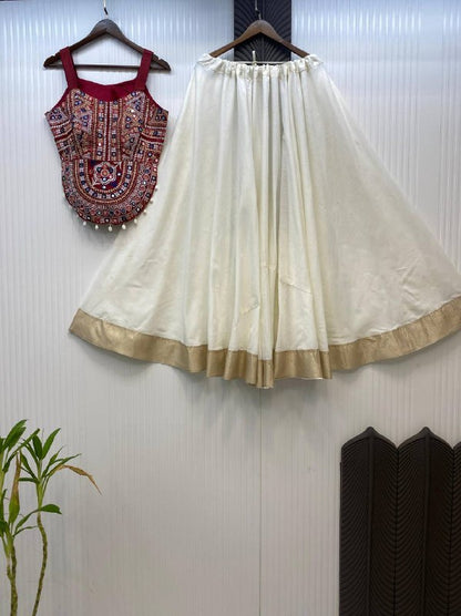 Fully Traditional Gamthi Style Cotton Lehenga With Readymade Blouse