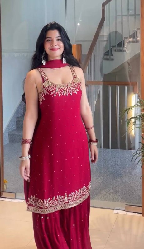 Karwachuath Special Red HandWork Palazzo Suit