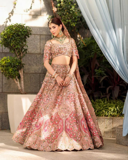 Elegant Slub Silk Lehenga Set with Heavy Cancan & Canvas
