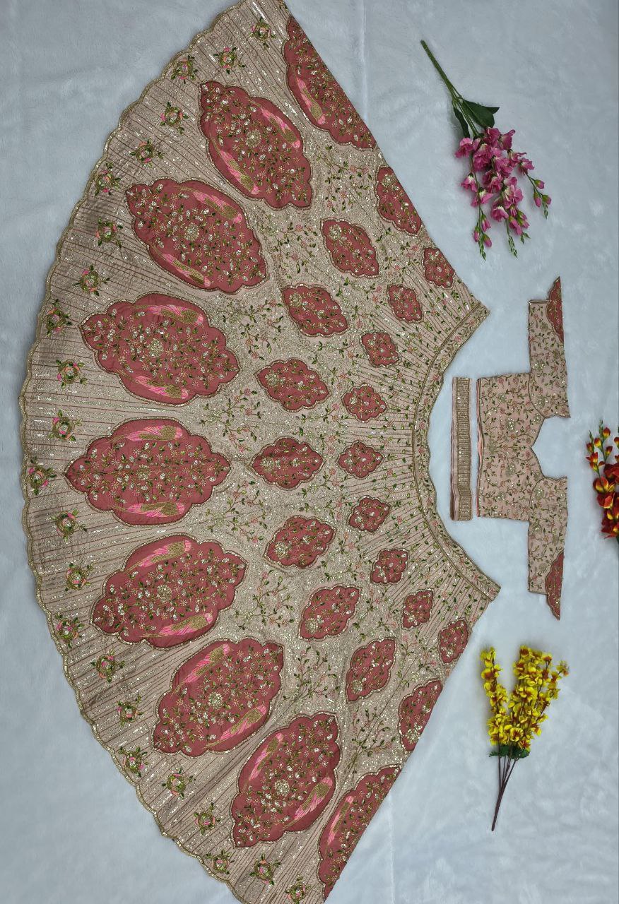 Elegant Slub Silk Lehenga Set with Heavy Cancan & Canvas