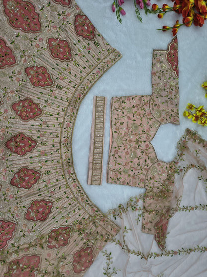 Elegant Slub Silk Lehenga Set with Heavy Cancan & Canvas