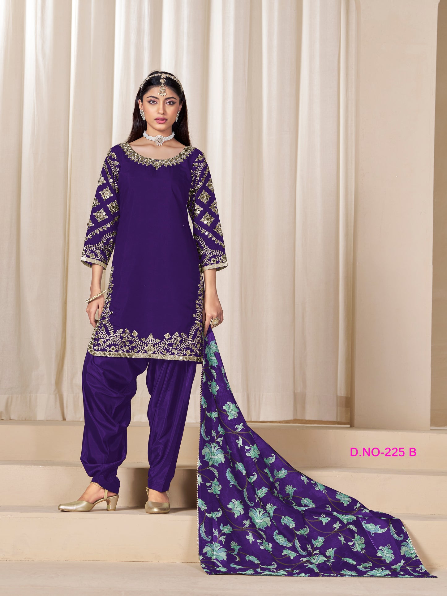 Royal Purple Embroidered Patiala Suit for Elegant Occasions