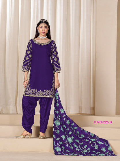 Royal Purple Embroidered Patiala Suit for Elegant Occasions