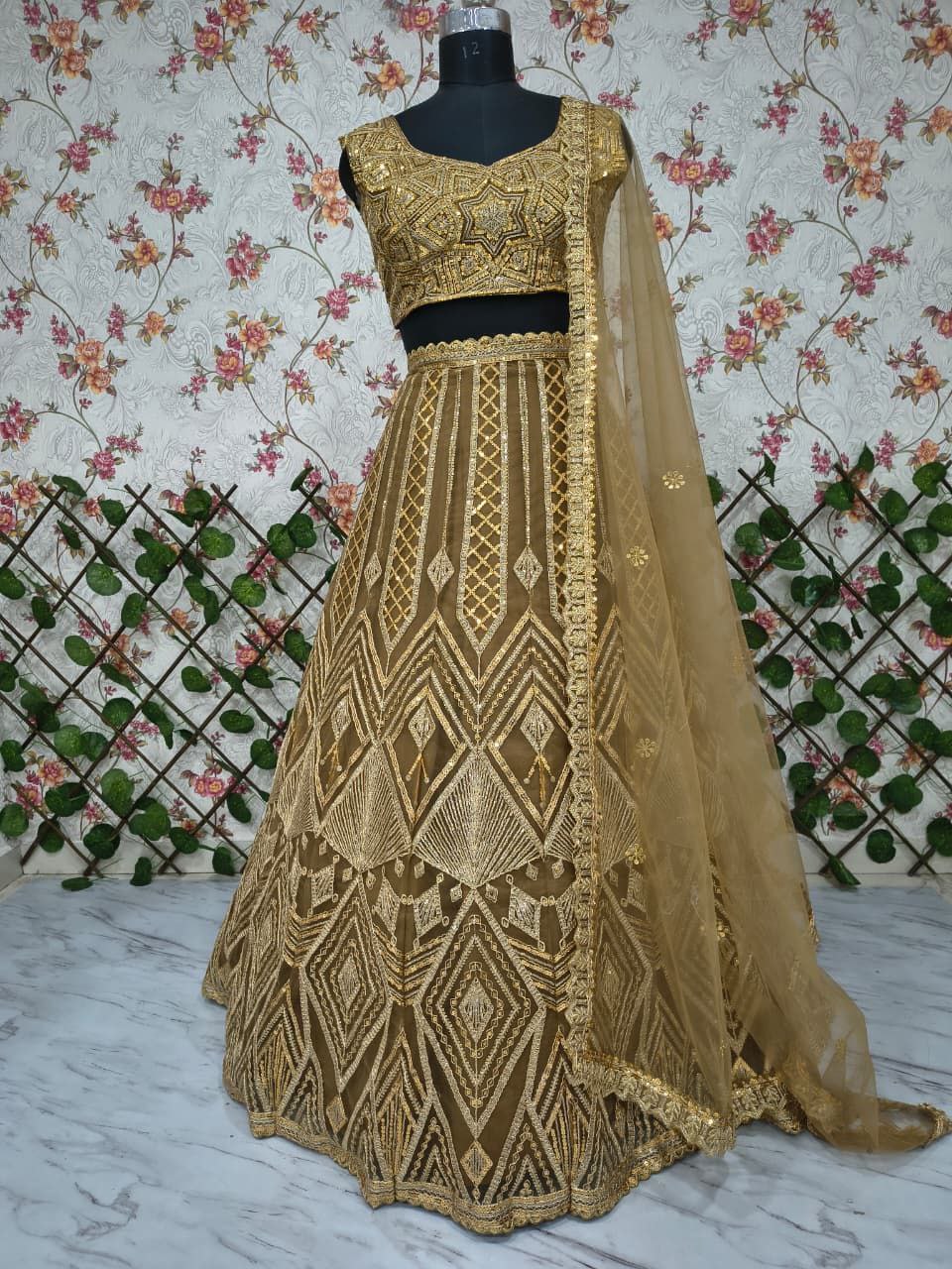 Butterfly Net Lehenga with Heavy Embroidery & Sequins Work