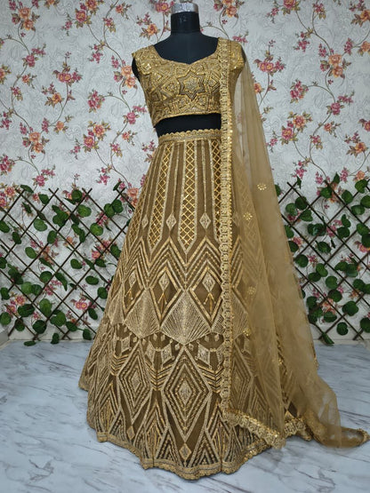 Butterfly Net Lehenga with Heavy Embroidery & Sequins Work