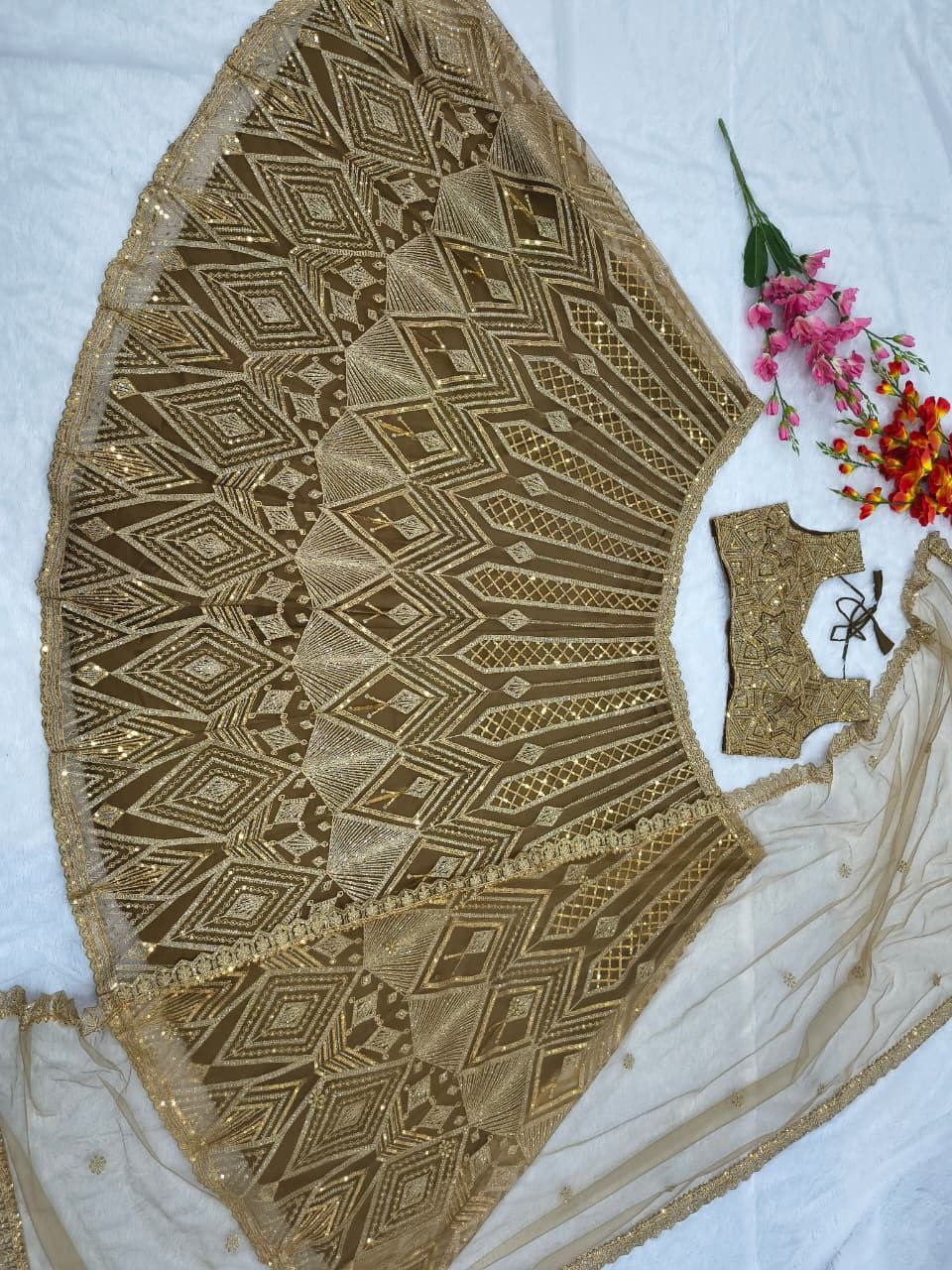 Butterfly Net Lehenga with Heavy Embroidery & Sequins Work